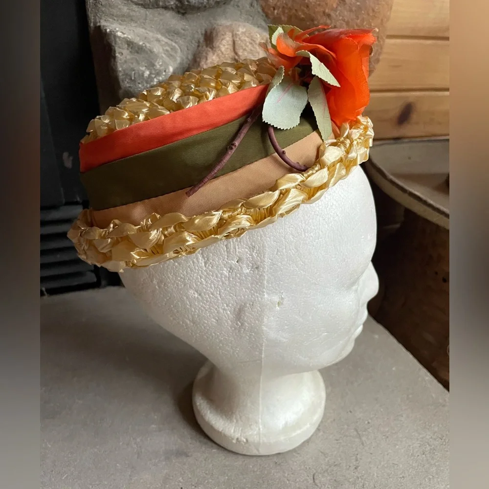 1950s Created by Marilyn Floral‎ Straw Hat - Picture 3 of 6